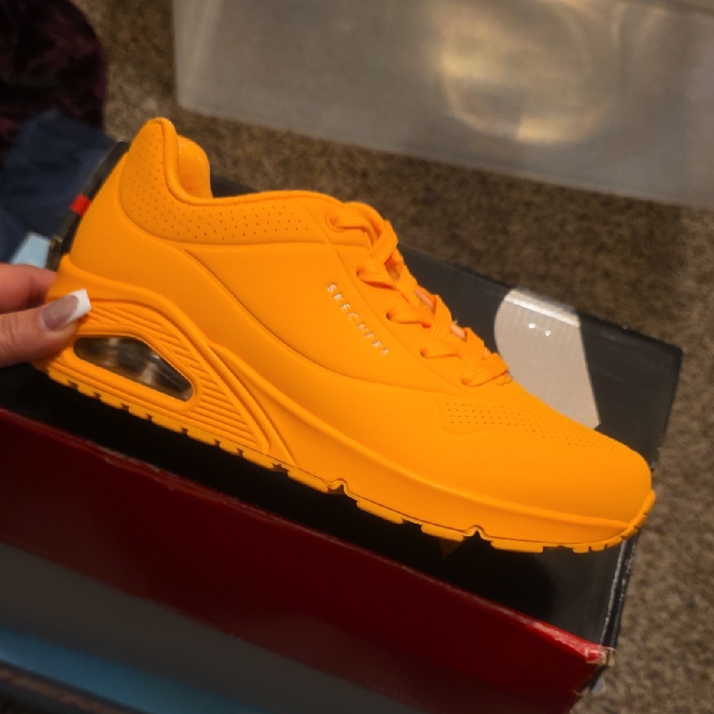 Skechers Neon Orange Athletic Shoes